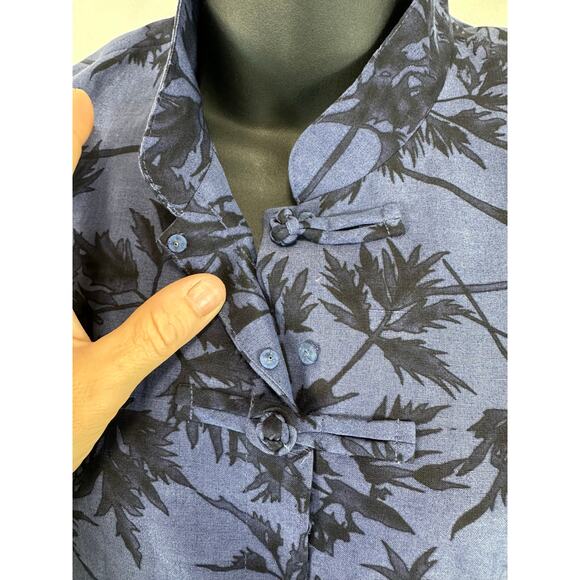 Vintage Linen Silk Tank Button Front Size 6 Grandmas Boho Blue Dana Buchman - Picture 9 of 11
